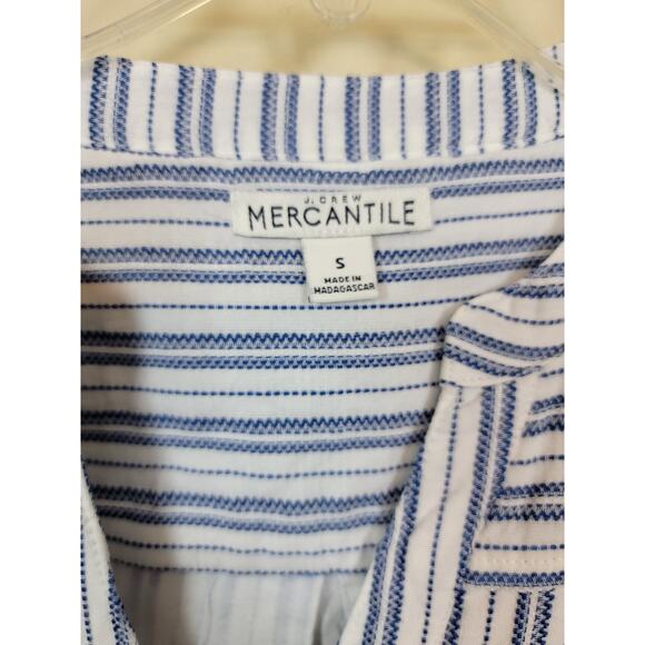 J. Crew Mercantile Belted Shirt Dress Women's Small Blue White Striped Lined - Picture 3 of 6